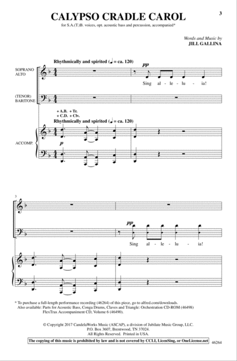 Calypso Cradle Carol Calypso Cradle Carol 4-Part scores gallery preview page 3