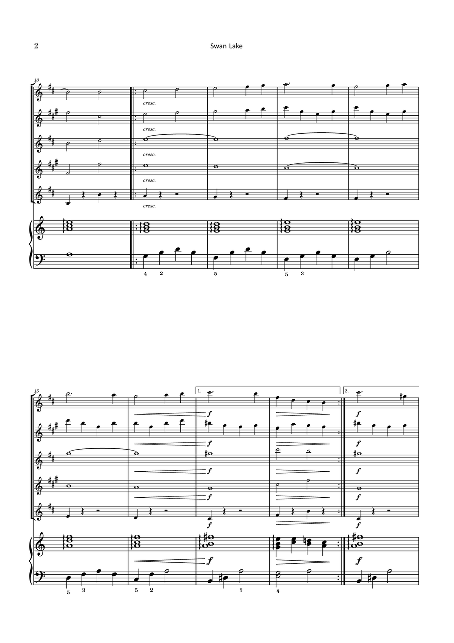 Swan Lake Saxophone Quintet scores gallery preview page 2