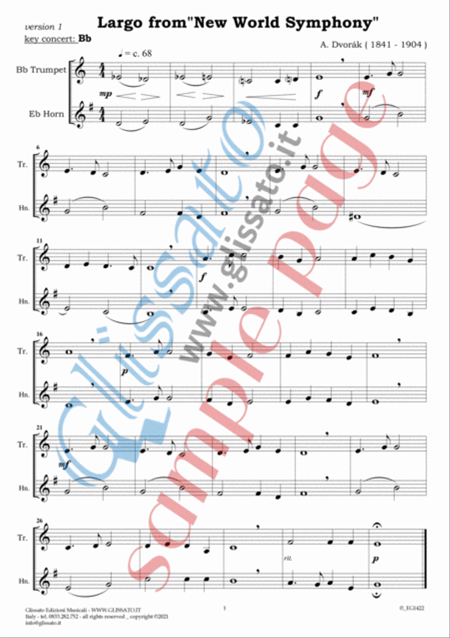 10 Romantic Easy duets for Bb Trumpet and French Horn in Eb Brass Duet scores gallery preview page 5