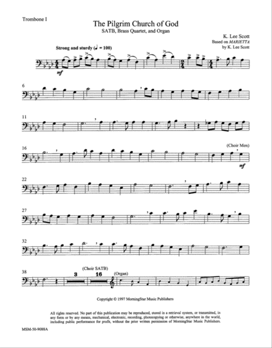 The Pilgrim Church of God (Downloadable Brass Quartet Parts) Choir scores gallery preview page 3