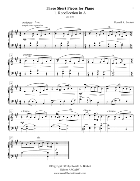 Three Short Pieces for Piano image number null