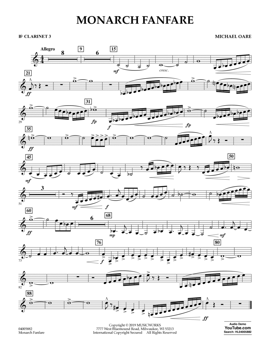 Monarch Fanfare - Bb Clarinet 3
