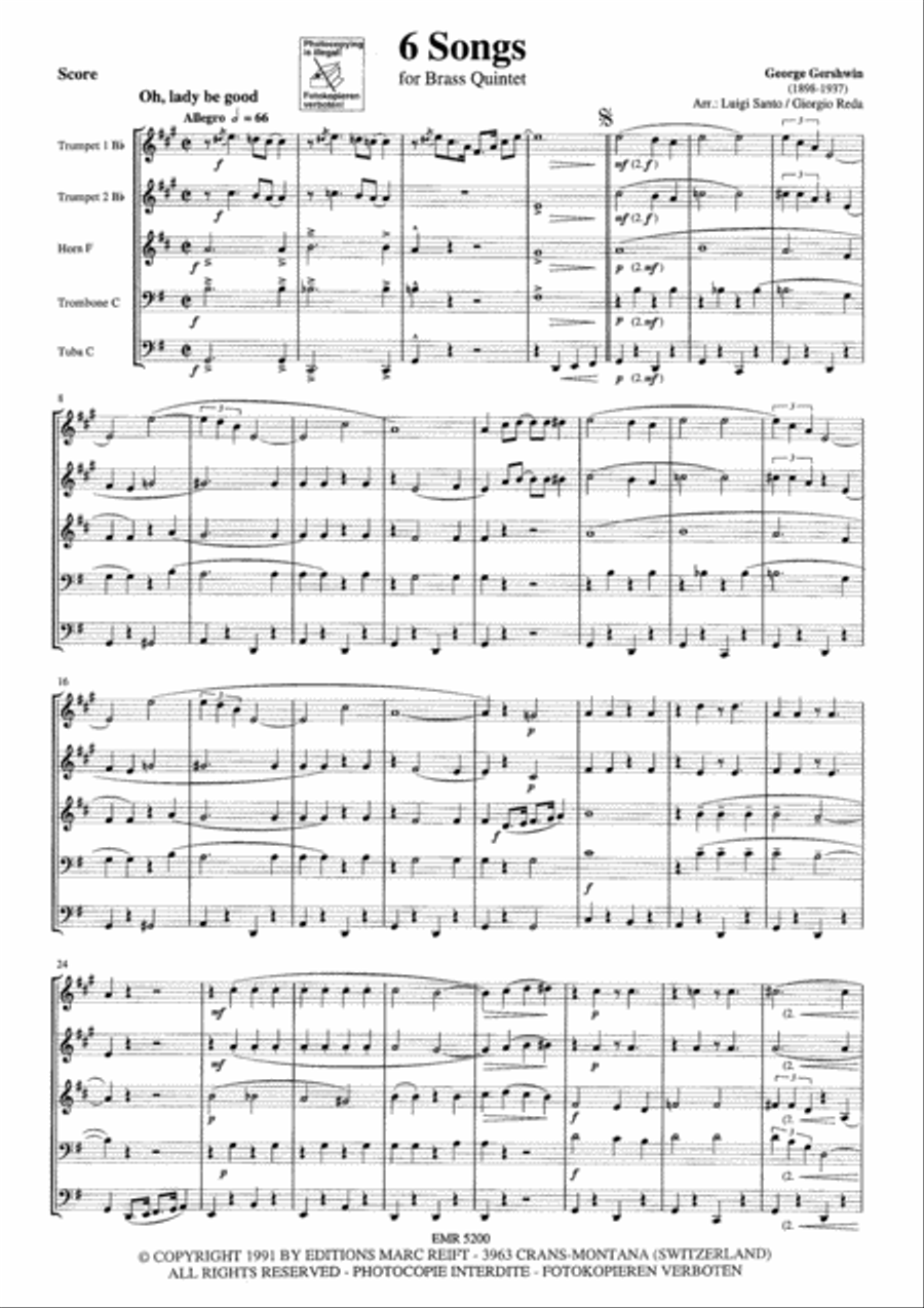 6 Songs Brass Quintet scores gallery preview page 4