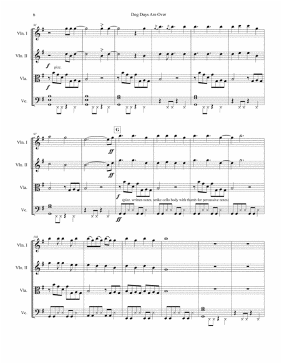 Dog Days Are Over String Quartet scores gallery preview page 6