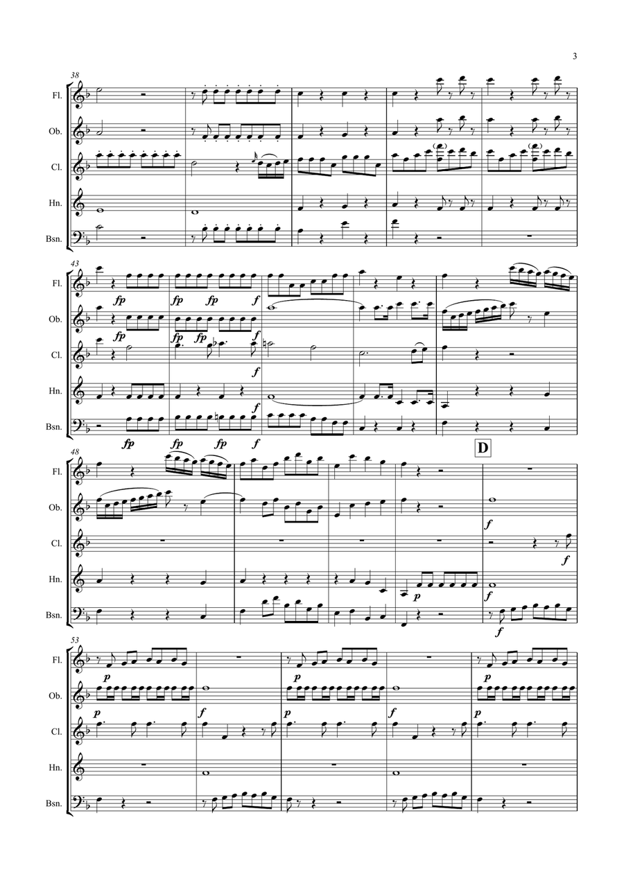 Mozart: The Magic Flute K620 No.14.Aria (Der Holle Rache) (Queen of the Night's Aria) - wind quintet Woodwind Quintet scores gallery preview page 3
