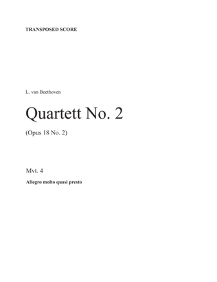 Beethoven No. 2, Opus 18 (Mvt 4) (sax. 8) (score & parts)