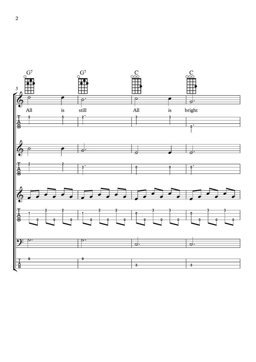 Silent Night for Ukulele Ensemble/Orchestra Ukulele scores gallery preview page 2