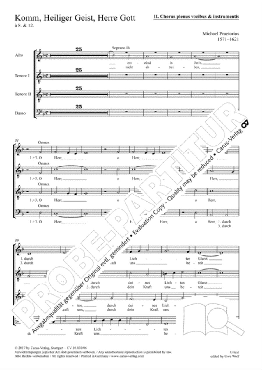 Come, Holy Ghost, God and Lord (Komm, Heiliger Geist, Herre Gott) 4-Part scores gallery preview page 2