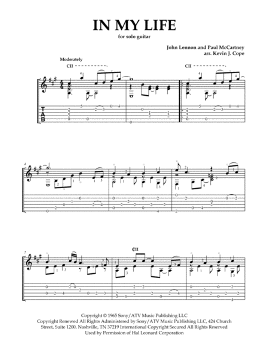 In My Life Guitar Tablature scores gallery preview page 1