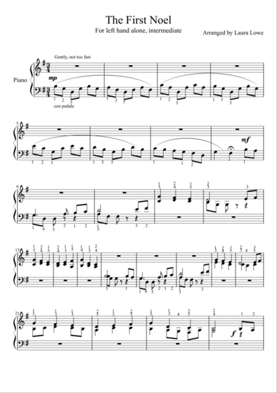 The First Noel, for LH alone Small Ensemble scores gallery preview page 1
