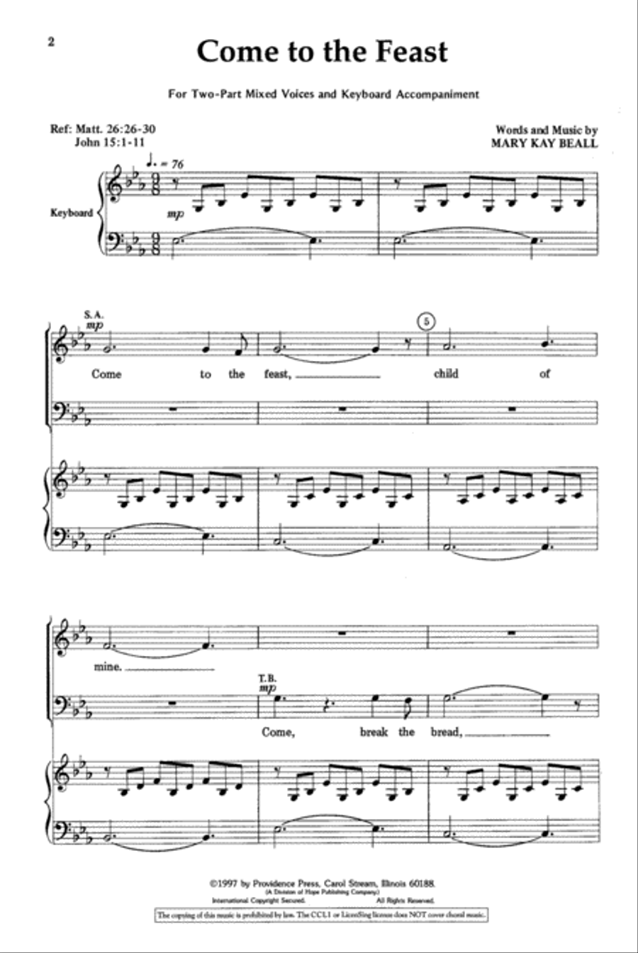 Come to the Feast Come to the Feast 2-Part scores gallery preview page 2