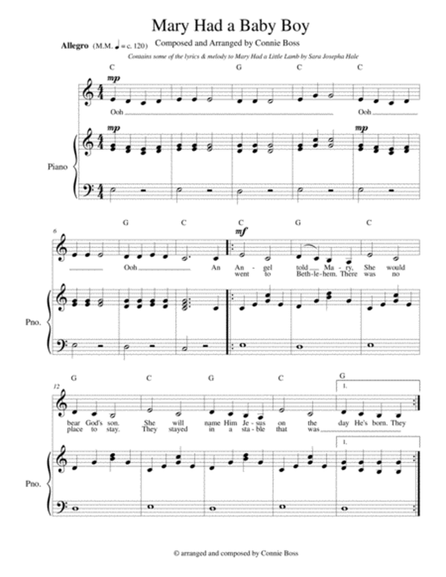 Mary Had a Baby Boy (Christmas for kids) - solo and piano image number null