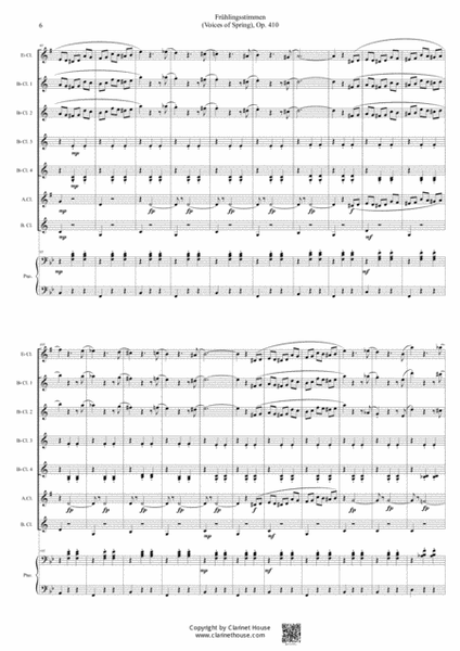 Voice of Spring ​(Fruhlingsstimmen, Op.410)​ Clarinet Choir & Piano