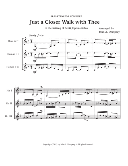 Just a Closer Walk with Thee (Horn in F Trio) image number null