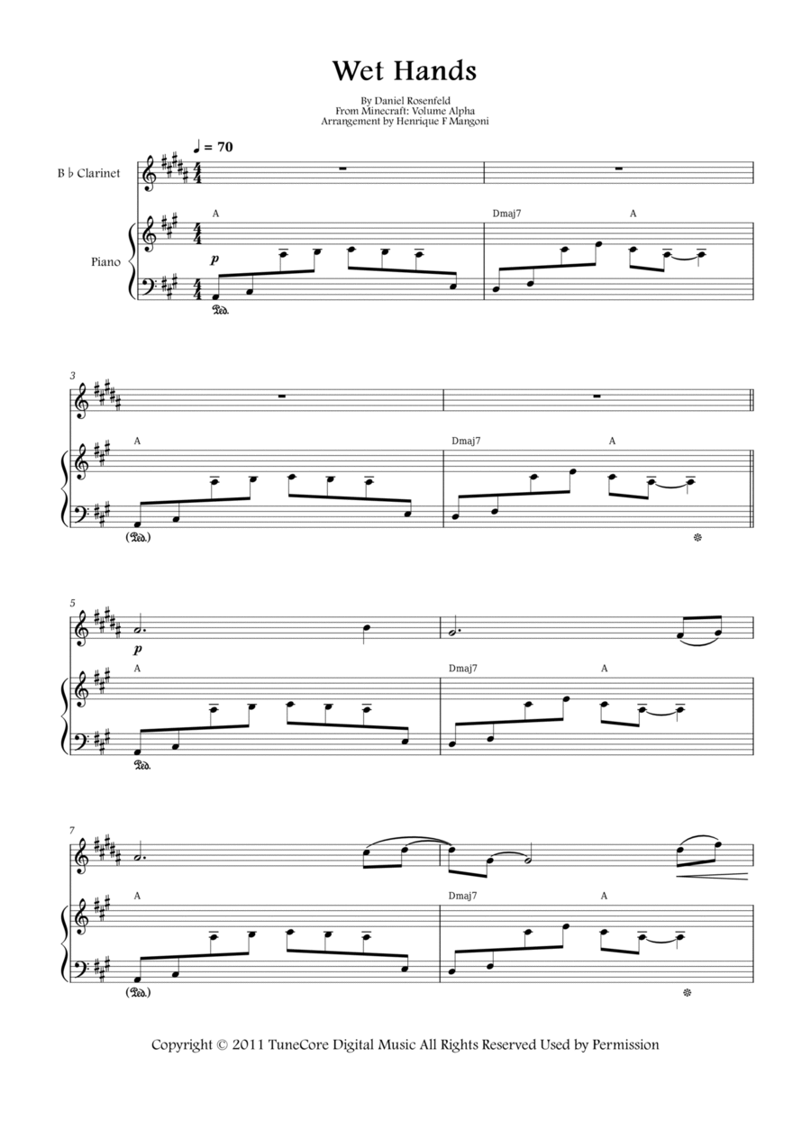 Wet Hands B-Flat Clarinet scores gallery preview page 1