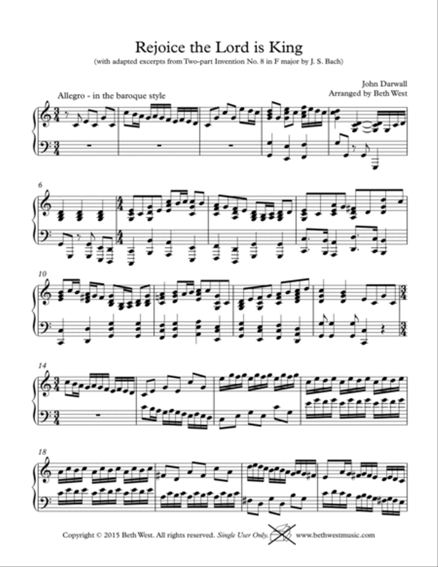 Rejoice the Lord is King Rejoice the Lord is King Piano Solo scores gallery preview page 2