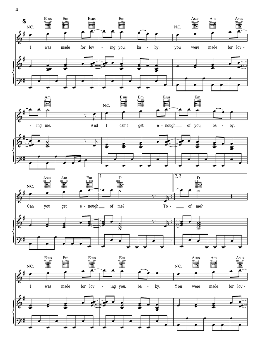 I Was Made For Lovin' You Piano, Vocal, Guitar scores gallery preview page 4