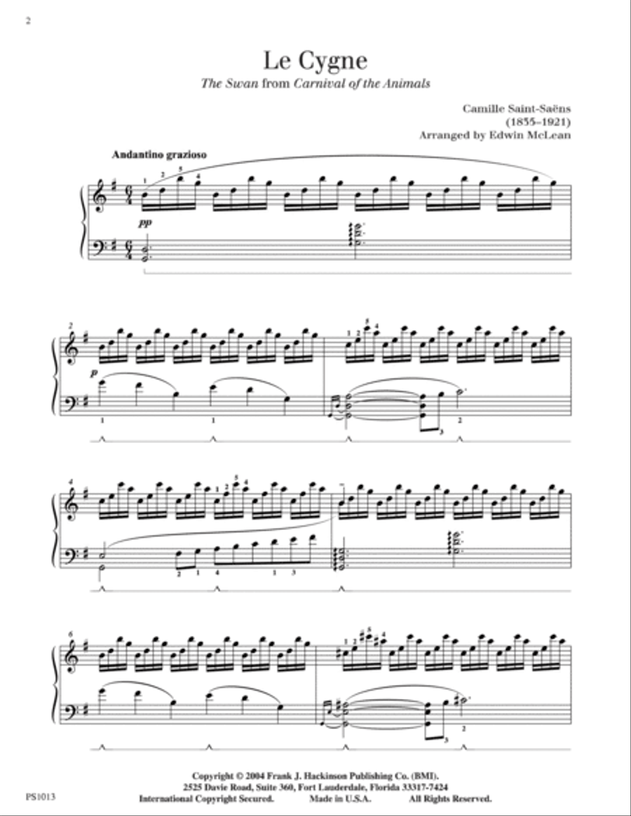 Le Cygne (The Swan) Piano Solo scores gallery preview page 2