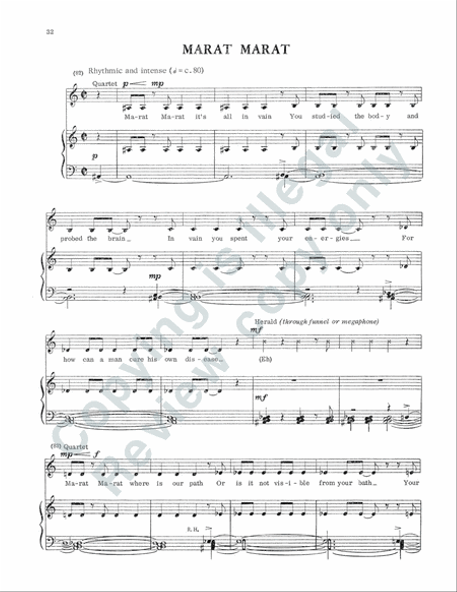 The persecution and assassination of Jean-Paul Marat as performed by the inmates of the Asylum of Charenton under the direction of the Marquis de Sade (Vocal Score) 4-Part scores gallery preview page 18