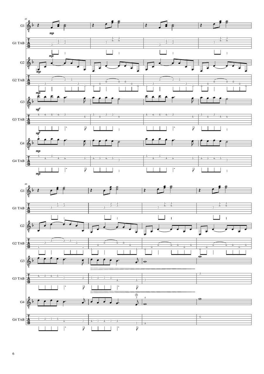 Walking In The Air Guitar Tablature scores gallery preview page 6