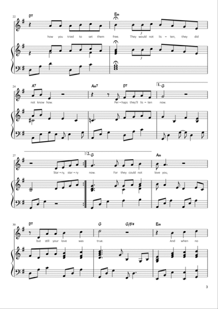 Vincent (starry Starry Night) Voice scores gallery preview page 3