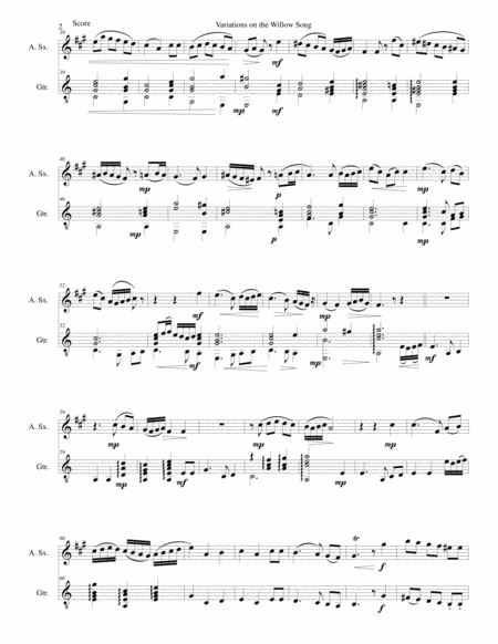 Variations on the Willow Song for alto saxophone and guitar image number null