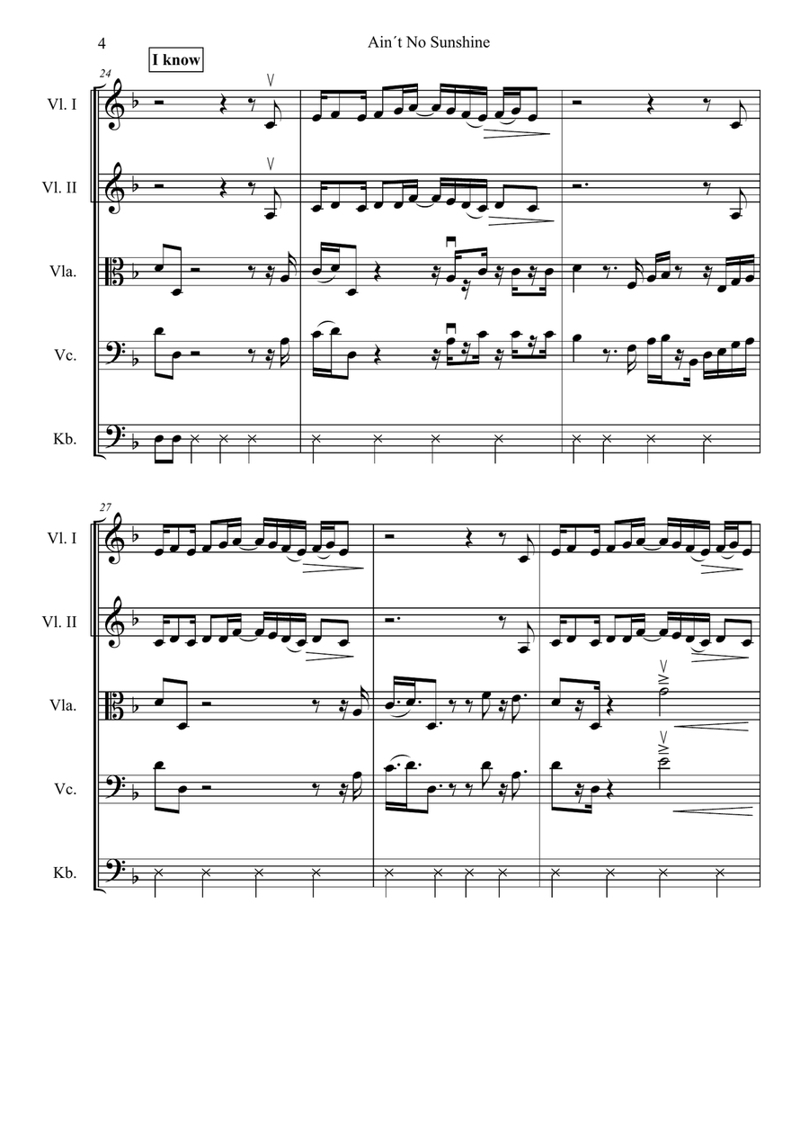 Ain't No Sunshine String Orchestra scores gallery preview page 4