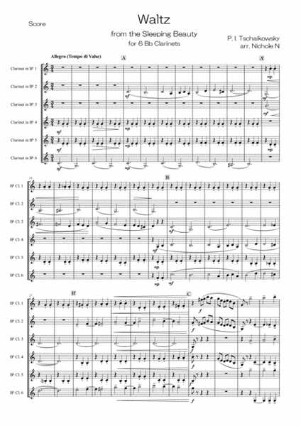 Waltz from "The Sleeping Beauty" for 6 Bb Clarinets image number null