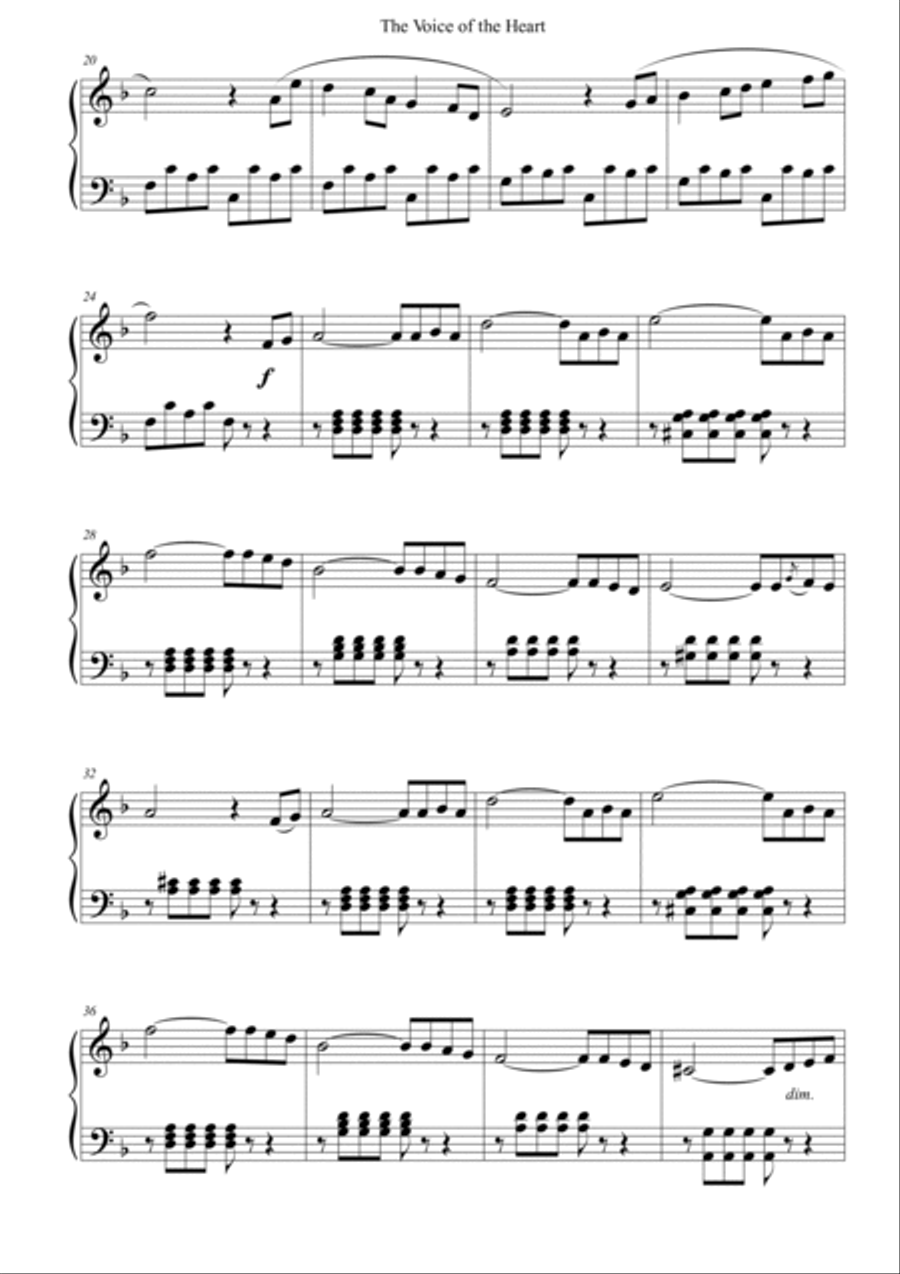 The voice of the heart (La Voix du Coeur) - for piano solo (Easy) Easy Piano scores gallery preview page 2