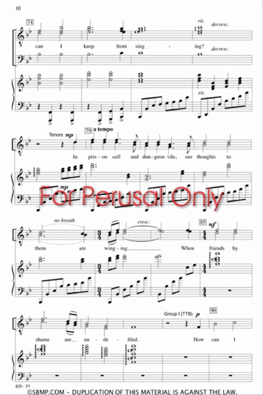 How Can I Keep from Singing - TTB/TBB Octavo TTB scores gallery preview page 9