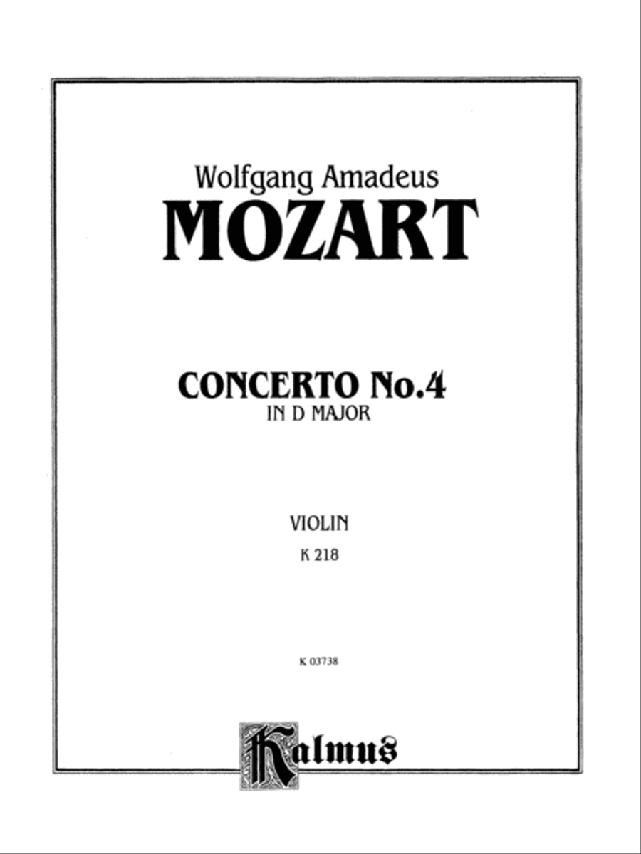 Mozart: Violin Concerto No. 4 in D Major, K. 218 Violin Solo scores gallery preview page 1