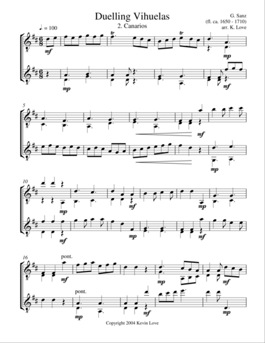 Duelling Vihuelas 2 (Guitar Duo) Classical Guitar scores gallery preview page 1