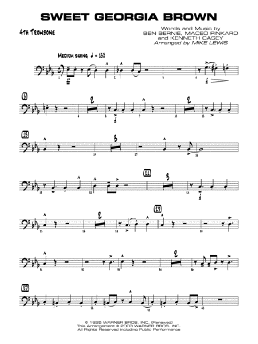 Sweet Georgia Brown: 4th Trombone Jazz Ensemble scores gallery preview page 1