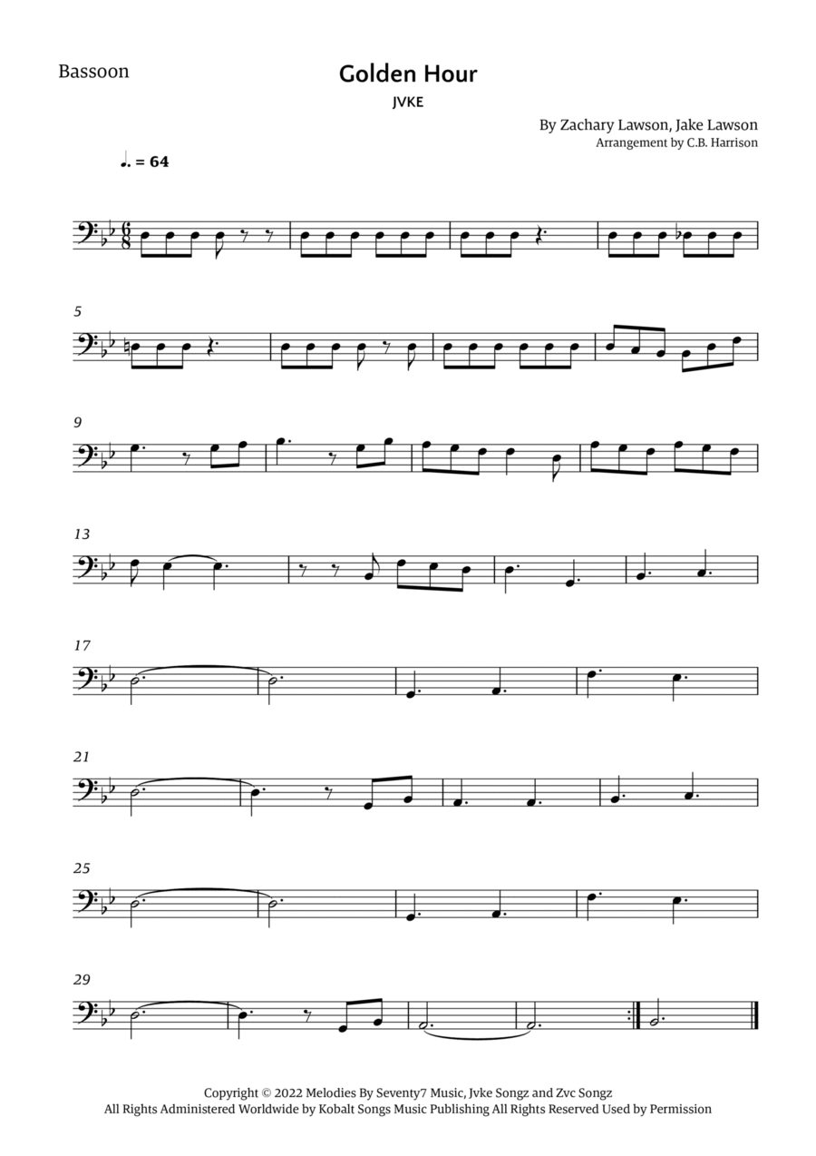 Golden Hour Bassoon Solo scores gallery preview page 1