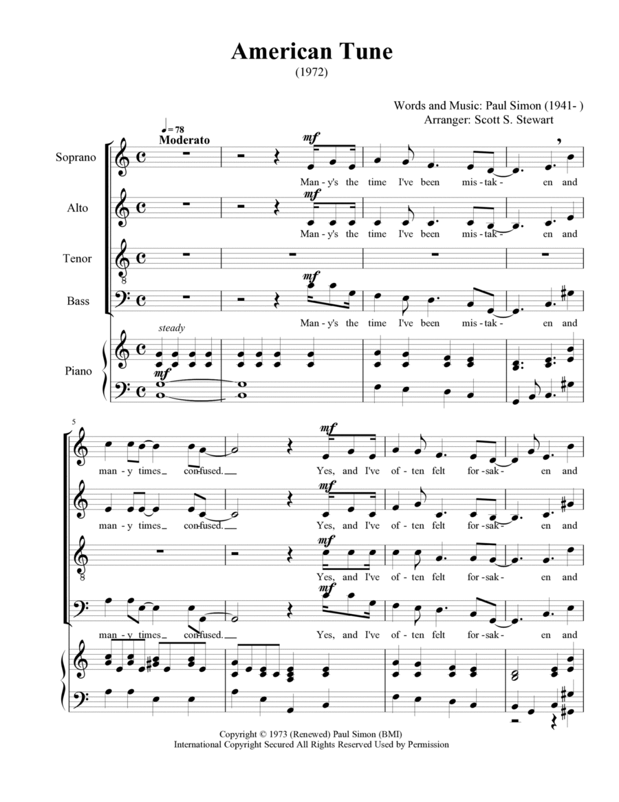 American Tune American Tune 4-Part scores gallery preview page 1