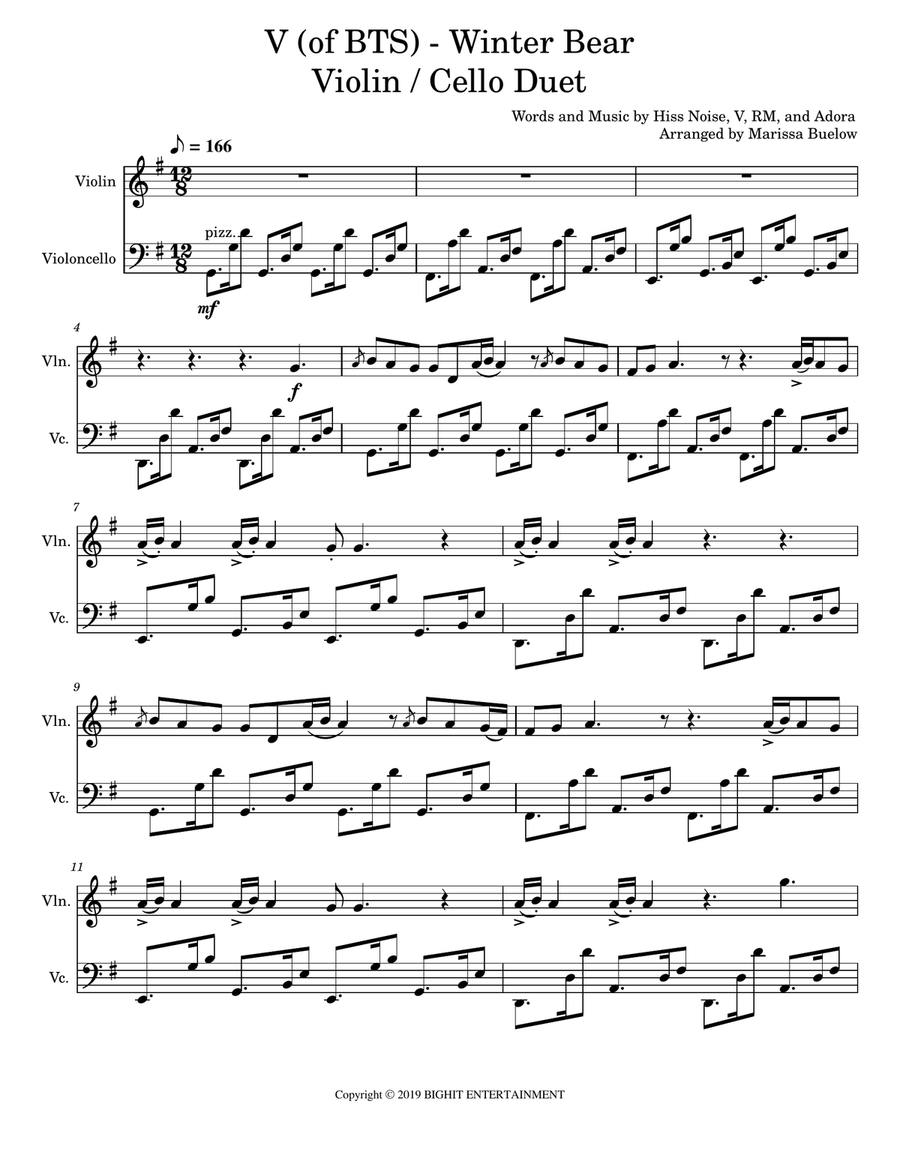 Winter Bear String Duet scores gallery preview page 1