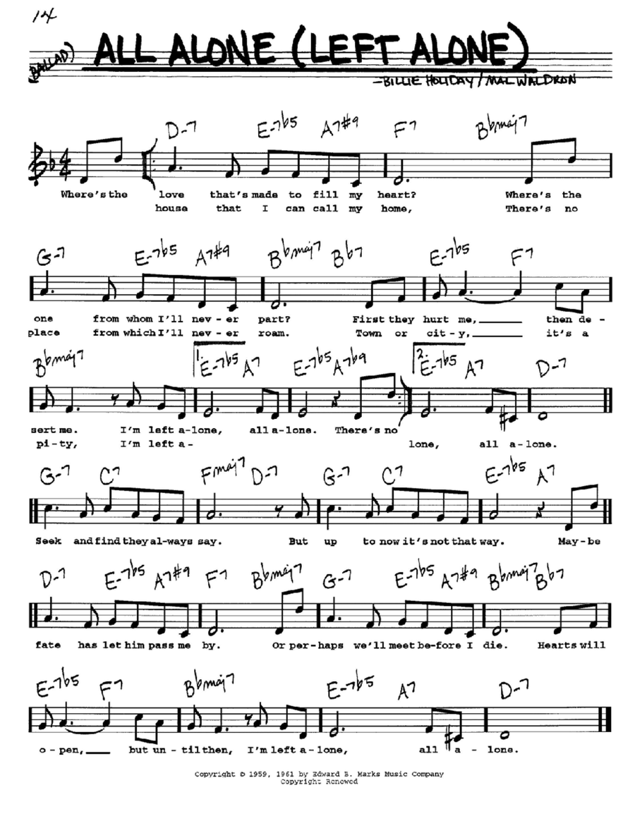 All Alone (Left Alone) Voice scores gallery preview page 1
