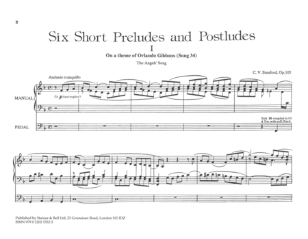 Six Short Preludes and Postludes. Second Set, Op 105