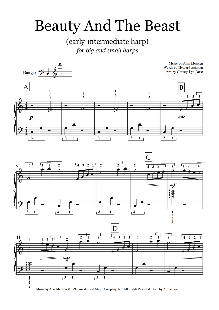Beauty And The Beast Harp scores gallery preview page 2