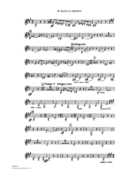 La Procession du Rocio (arr. Alfred Reed) - Bb Bass Clarinet