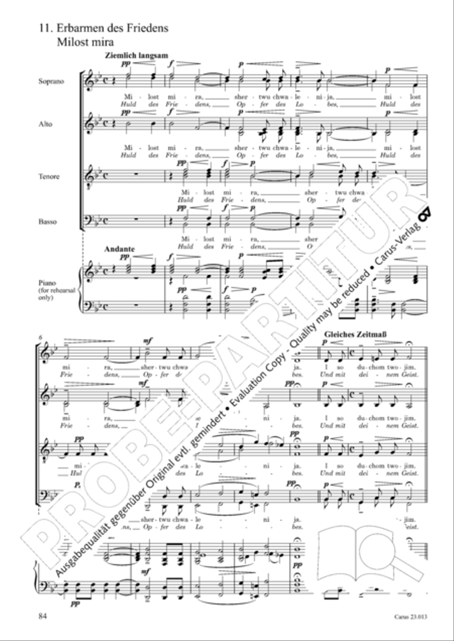 Liturgy of St. John Chrysostom op. 31 for mixed choir a cappella (Chrysostomos-Liturgie op. 31 fur Chor a cappella mit singbarem deutschem Text)