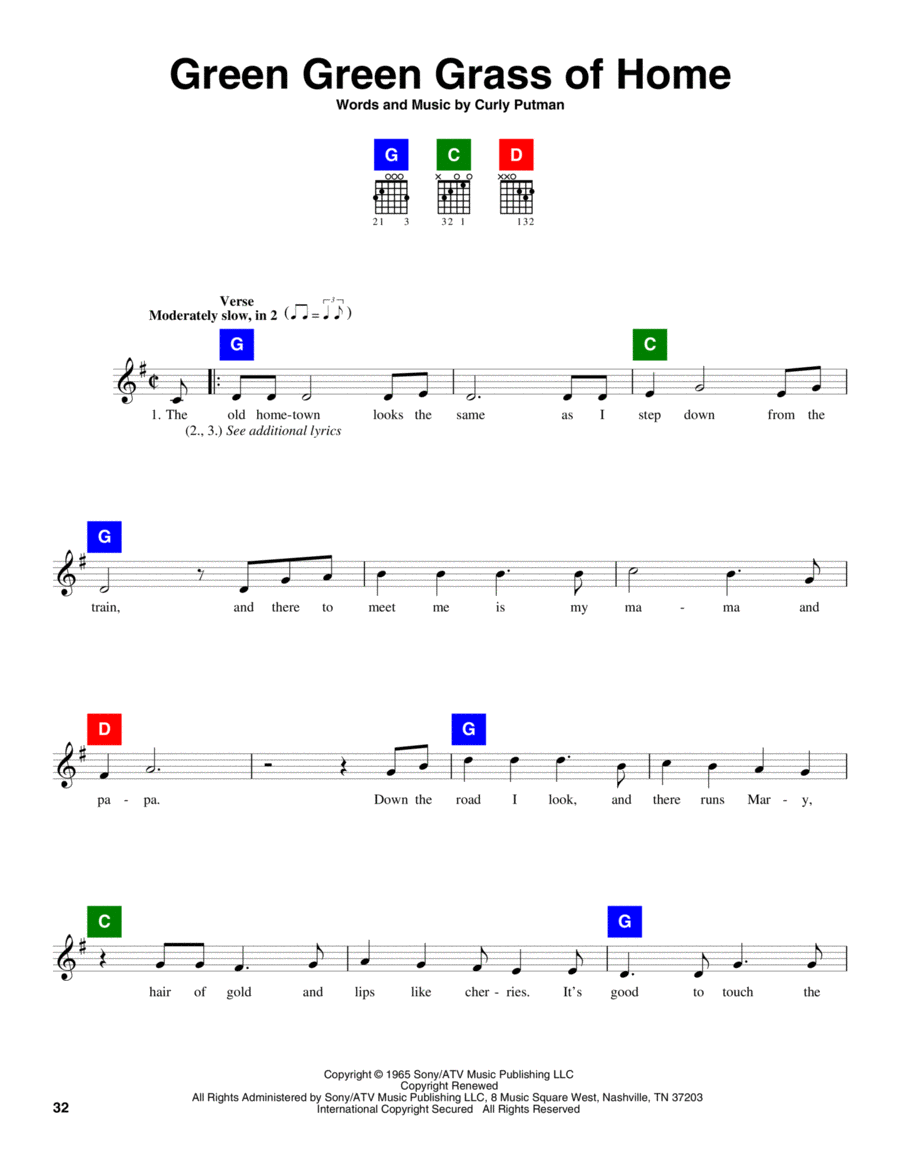 Green Green Grass Of Home Acoustic Guitar scores gallery preview page 1
