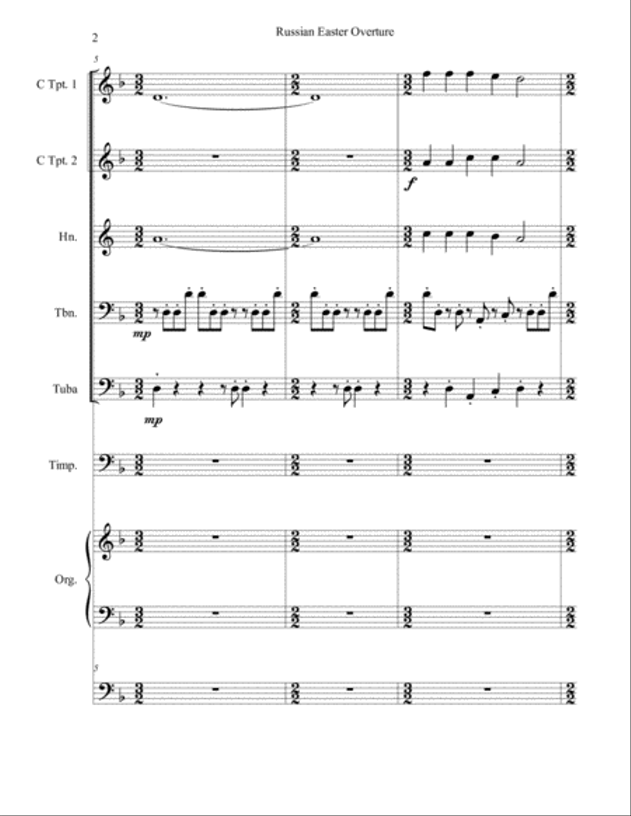Russian Easter Overture (Brass Quintet, Tympani and Organ) Small Ensemble scores gallery preview page 3