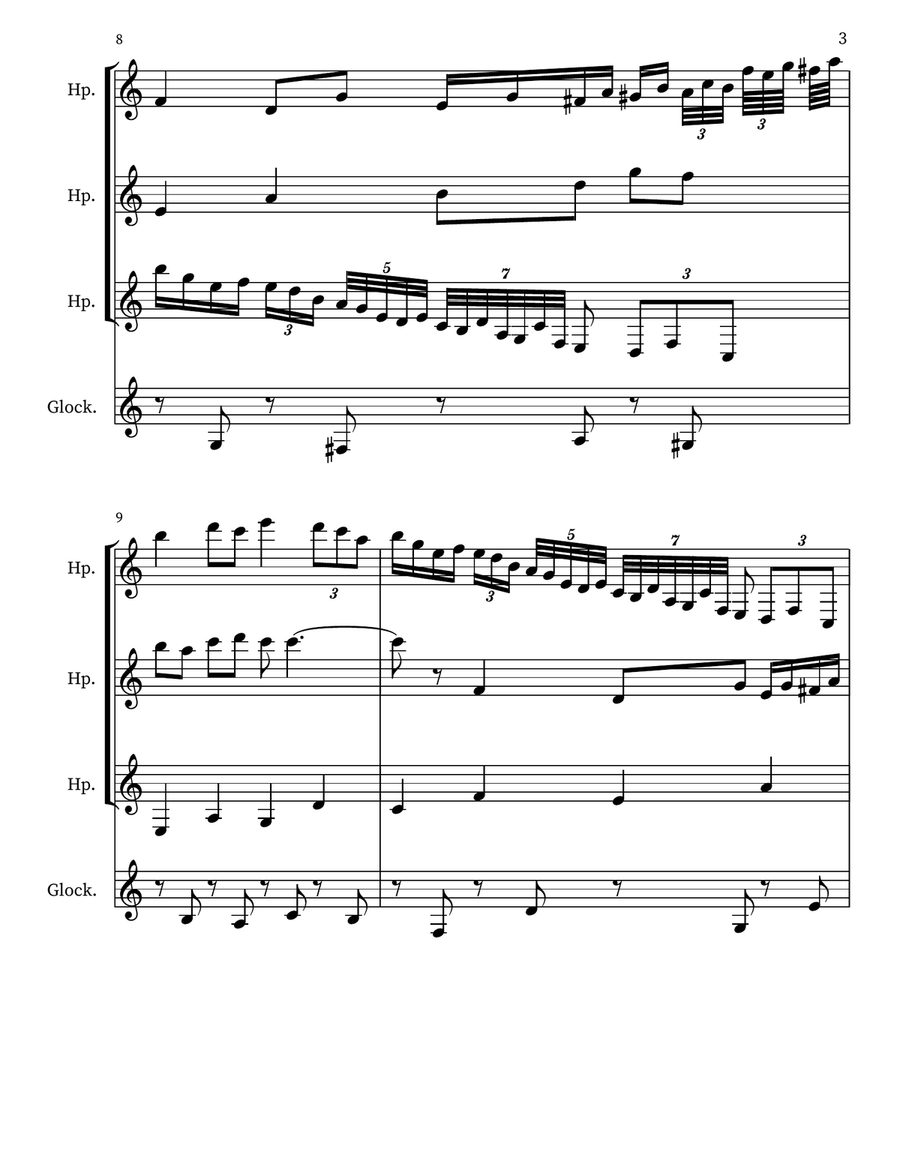 A 67 for 3 harps & glockenspiel Glockenspiel scores gallery preview page 3