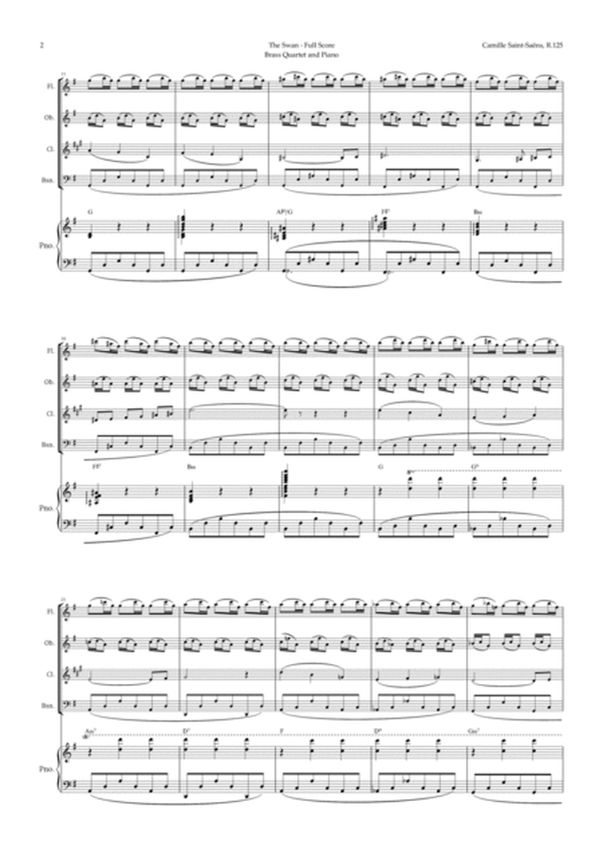 The Swan by Saint-Saëns for Woodwind Quartet and Piano with Chords image number null