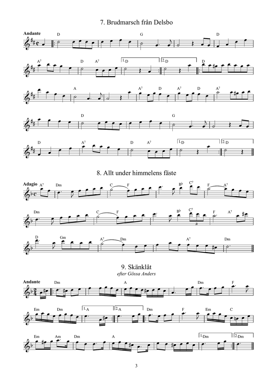 64 Traditional Swedish Songs for flute (or C instrument) with guitar chords Small Ensemble scores gallery preview page 3