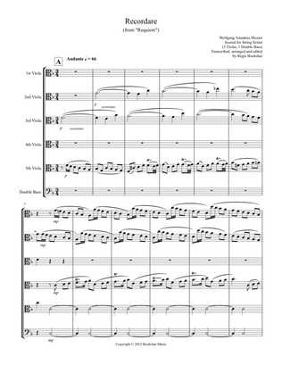 Recordare (from "Requiem") (F) (String Sextet - 5 Violas, 1 Bass)