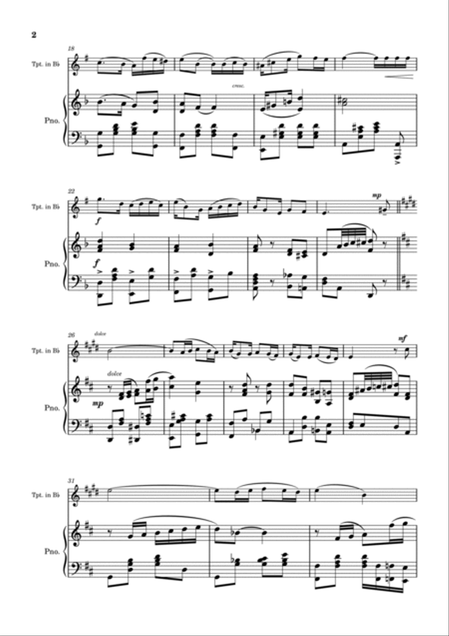 Volver for Trumpet and Piano B-Flat Trumpet scores gallery preview page 2