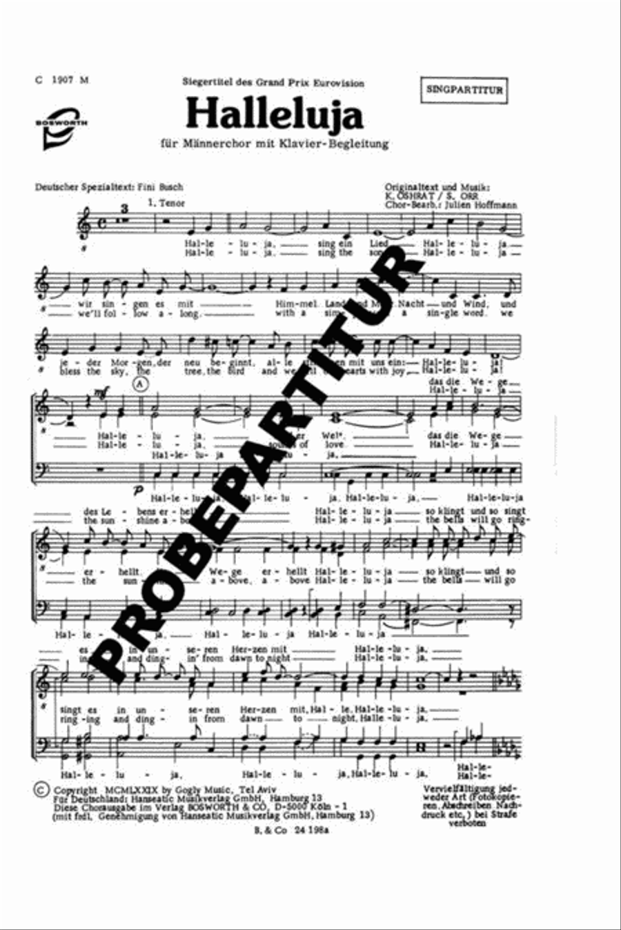 Halleluja Men's Choir scores gallery preview page 1