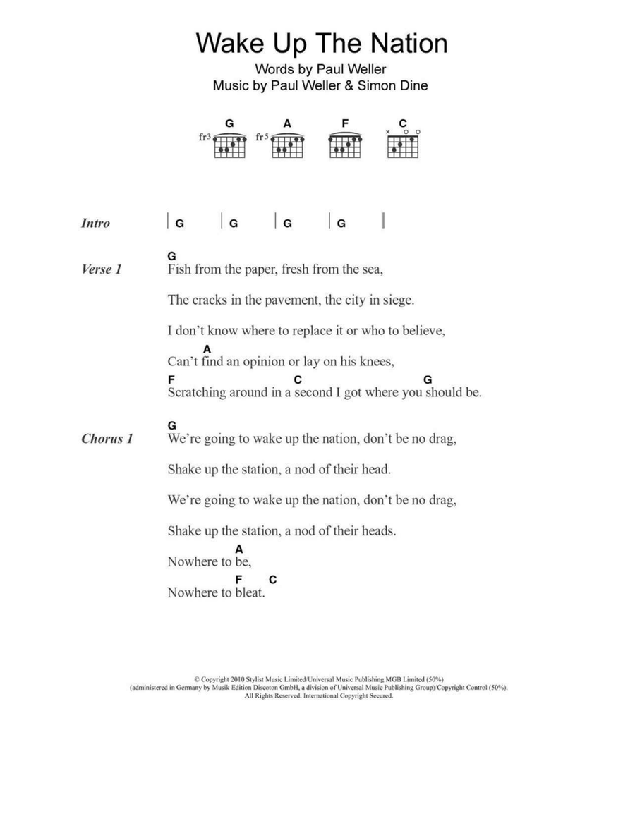 Wake Up The Nation Easy Guitar scores gallery preview page 1